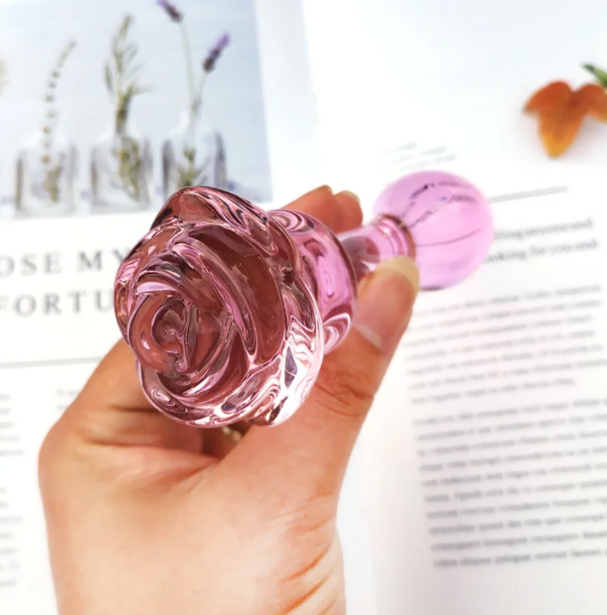 Glass Rose Butt Plug- Ribbed